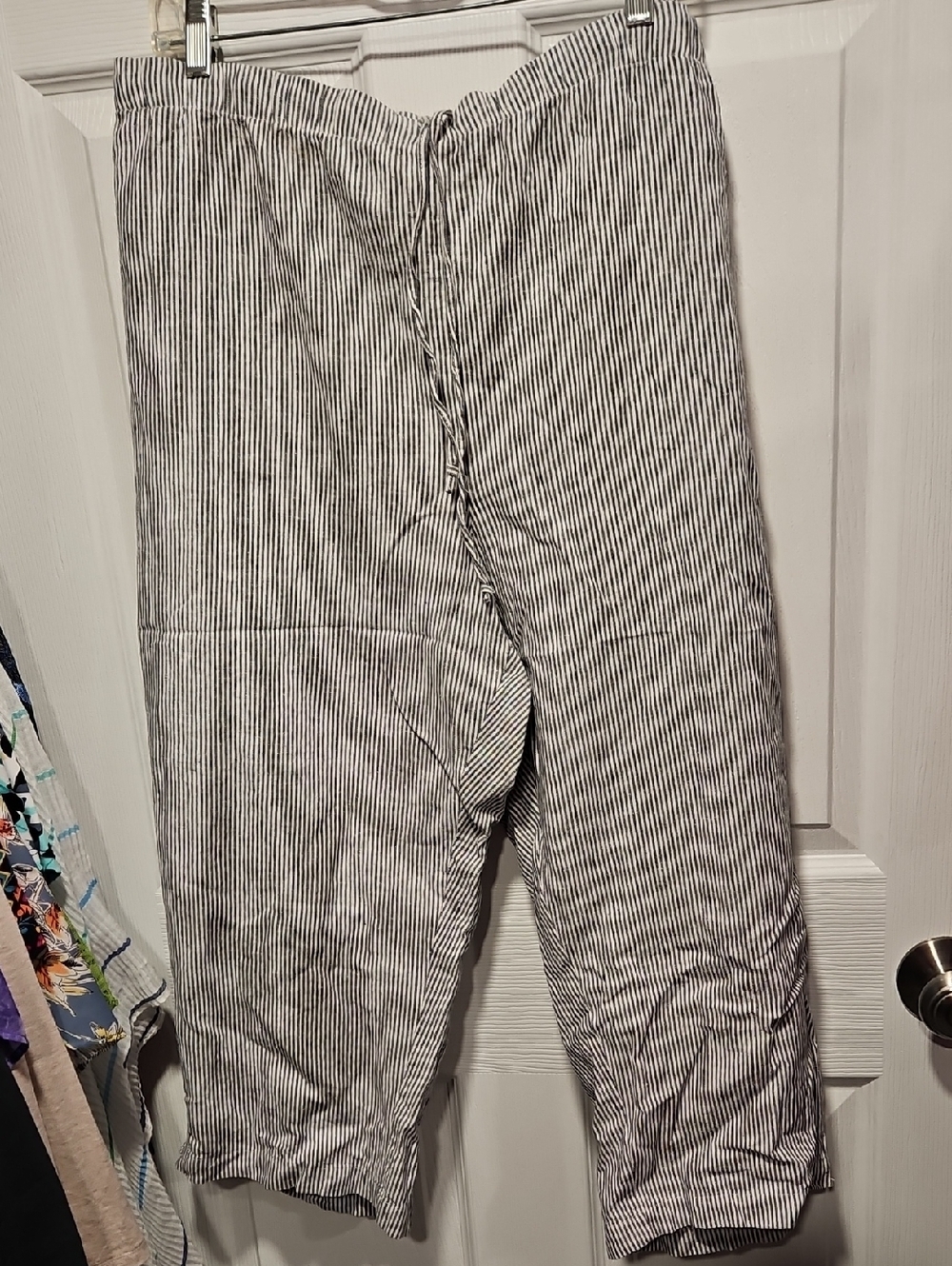 CJ Banks Black & White Striped Cropped Pants